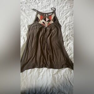 American Eagle Outfitters Brown Dress with Geometric Embroidery